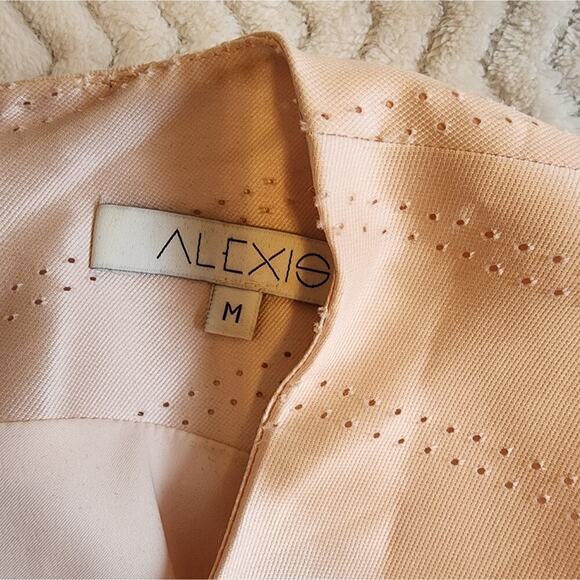 ALEXIS MED PLEATED PINHOLE BLUSH PEPLUM DRESS - Picture 8 of 9